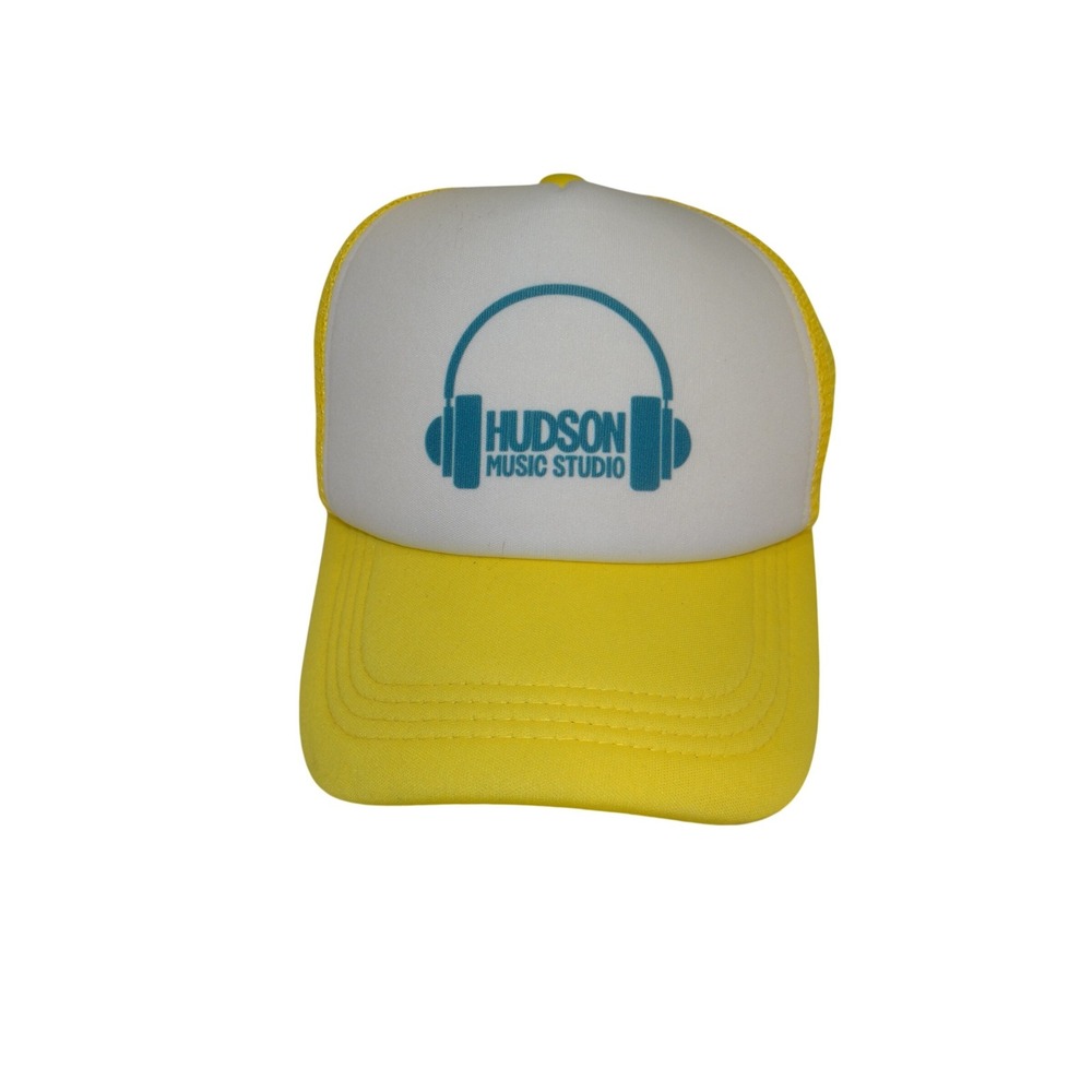 Hudson Music Studio Yellow White Mesh Foam Snapback Trucker Hat Cap Music‎ Theme